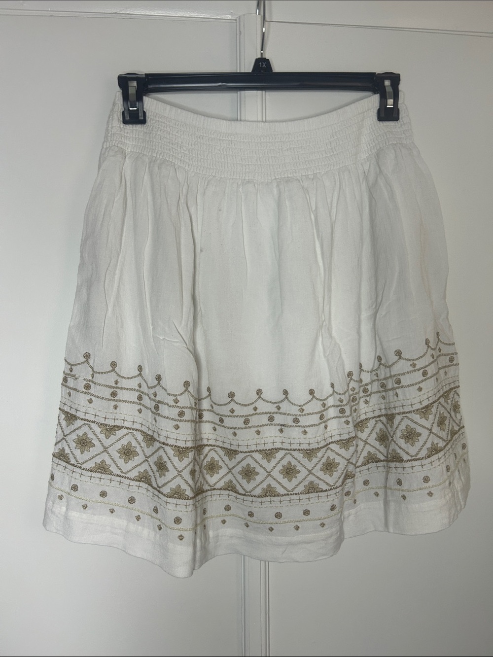 J. Jill Embroidered Cotton Mini Skirt | Boho Cottagecore Pull-On Skirt - Picture 6 of 8